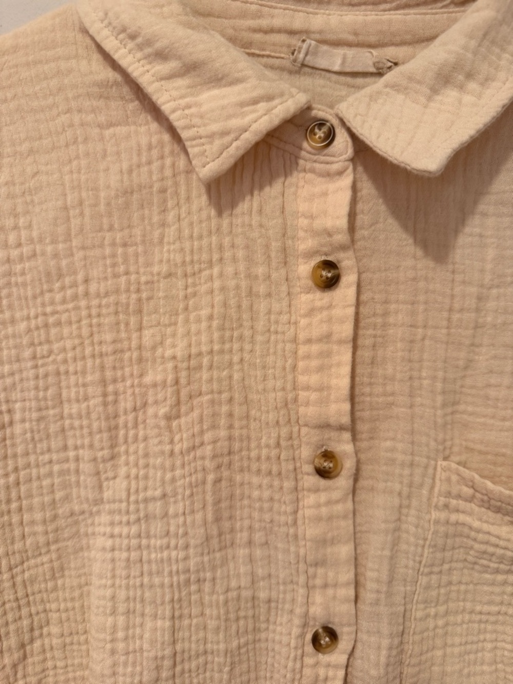 Altar'd State Oversized Gauze Button-Down Top in Tan Size L - Picture 3 of 7